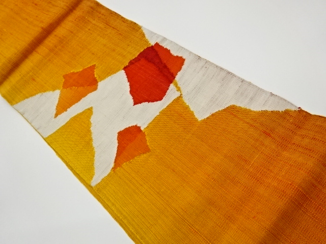 JAPANESE KIMONO / VINTAGE NAGOYA OBI / TSUMUGI / WOVEN ABSTRACT PATTERN